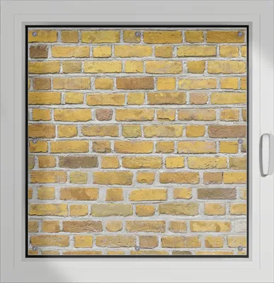 Produktbild von Wallario Lichtschutzbild, Dekorativer Sichtschutz Sonnenschutz 96 x 100 cm mit Motiv: Ziegelsteinwand in gelb - Backsteine - Verdunklung ohne Bohren