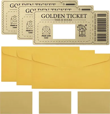 Produktbild von 3 Stück Goldenes Ticket, Gutschein zum selber ausfüllen mit Rubbelaufkleber,Freirubbeln Gutschein zum selber ausfüllen mit Rubbelaufkleber,Kinogutschein, Geburtstagsgeschenk,Geschenkidee Frauen