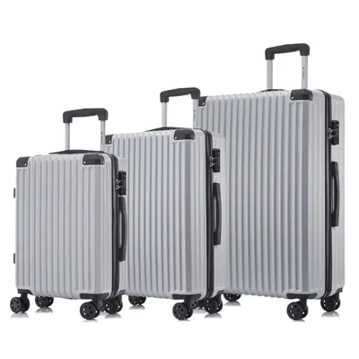 Produktbild von yonsly Premium Reisekoffer TSA-Schloss,YKK-Reißverschluss Hartschalen-Koffer Kabinenkoffer Rollkoffer Suitcase Handgepäck  (Silber, M-L-XL-Set)