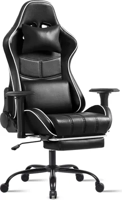 Produktbild von AIORBER Gaming-Stuhl, ergonomisch, 360° drehbar,verstellbare Lendenwirbelstütze, Bürostuhl, mit Fußstütze, für Schlafzimmer,Büro, 72x72x132cm, schwarz