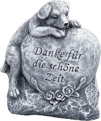 Produktbild von stoneandstyle Grabstein Hund "Danke für die schöne Zeit" frostfest massiver Steinguss