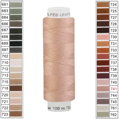 Produktbild von Nähgarn 100m Unipoly 120 Tex14x2 Polyester Nähfaden Nähmaschinengarn Farben 5v6 , Farbe:741