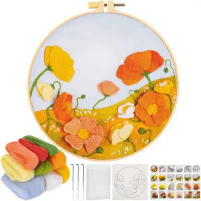 Produktbild von Nadelfilzen - Enthält Wollfilzmaterialien - Sommerblumen -  für Bastelbegeisterte - Heimdekoration - für Nassfilzen und Trockenfilzen DIY Handwerk