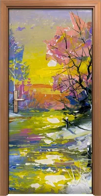 Produktbild von Türposter 90x200 cm Türaufkleber Türtapete Türfolie Klebefolie Winter Landschaft mit dem Wald Fluss