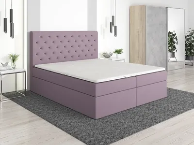 Produktbild von Boxspringbett HORD 180x200 mit 2 Bettkästen, Bonell-Matratze und Topper. Farbe: Rosa.