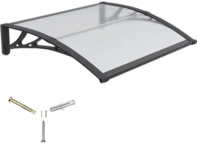 Image de Auvent Azomor résistant aux intempéries avec panneau latéral pour porte d'entrée et fenêtres, en polycarbonate