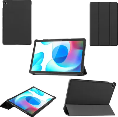 Produktbild von Für Oppo Realme Pad 10.4 3folt Wake UP Smart Cover Schwarz Tablet Tasche Etuis