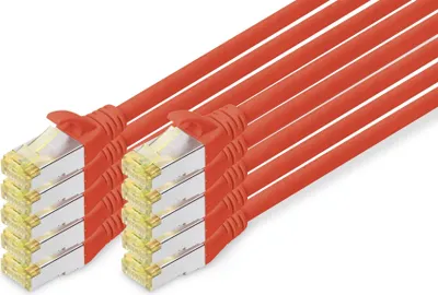 Productafbeelding van DIGITUS DK-1644-A-010-R. DIGITUS patchkabel, Cat. 6A, S/FTP, 1,0 meter, rood, set