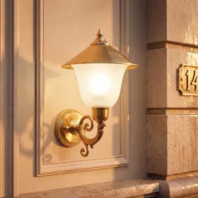 Produktbild von Außenwandlampe Weiß IP23 E14 Messing Rustikal Außenlampe Wand Garten Hof
