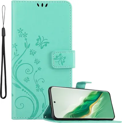 Immagine prodotto di Cadorabo cover per Honor Magic 6 cover in FLORAL TURQUOISE cover protettiva in design floreale con chiusura magnetica, funzione stand e slot per carte Book Case Cover