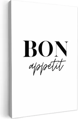 Produktbild von MuchoWow® - Leinwandbilder - Guten Appetit - Zitat - Weiß - Zitat, Wandbild, Wanddeko Bilder Wohnzimmer, 40x60 cm