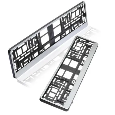 Produktbild von baytronic Kennzeichenhalter silber gebürstet 2er Set