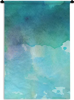 Produktbild von MuchoWow® Wandteppich Wandbehang Aquarell - Grün - Blau 60x90 cm Tapisserie Dekoration Wandtuch - Foto-Teppich - Abwaschbar