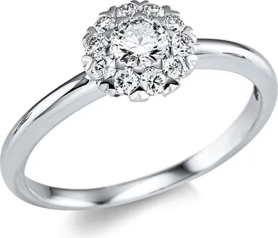 Produktbild von Ring aus 750 Gold Weißgold 11 Brillanten 0,44ct TW-SI Innenumfang 54mm  Ø17.2mm
