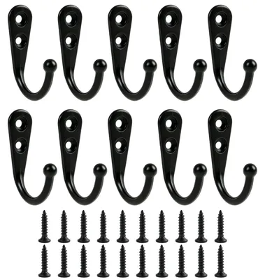 Wandhaken-Set, 10 Stück, schwarz, Metall, 5 kg Belastbarkeit