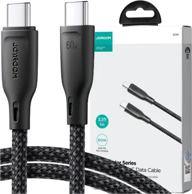 Image de Cable Joyroom Multi-Color Series S-A34 Usb-C / Usb-C Pd 60W 1M - Czarny