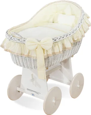 Produktbild von MY SWEET BABY Handgefertigtes Babybett aus Naturfaser Weiß mit Holzgestell und PREMIUM-Matratze