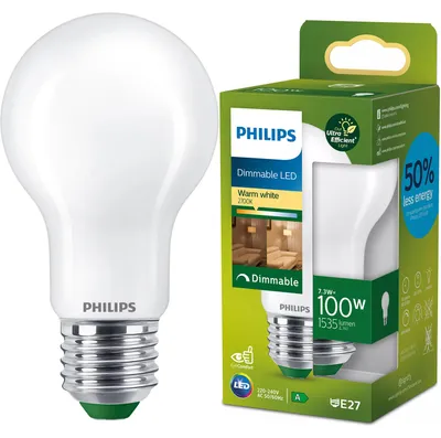Zdjęcie produktu dla Philips Żarówka żarnikowa matowa 100 W A60 E27, 7,3 W, 100 W, E27, 1535 lm, 50000 h