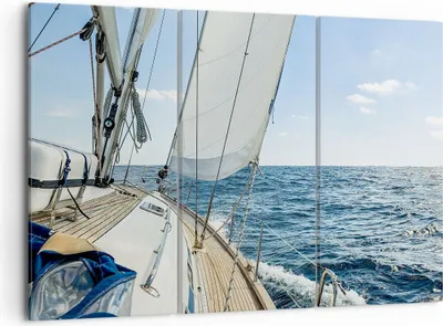 Produktbild von Bild auf Leinwand - Leinwandbild - Meer Kreuzfahrt Segel - 105x70cm - Wand Bild - Wanddeko - Leinwanddruck - Bilder - Kunstdruck - Wanddekoration - Leinwand bilder - Wandkunst - CE105x70-3647
