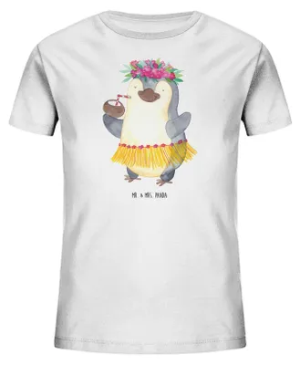 Produktbild von Mr. & Mrs. Panda Kleinkinder T-Shirt Pinguin Kokosnuss 9-11 Jahre (134/146) - Weiß - Geschenk, Urlaub, für Kinder, Hawaii, Erholt, Öko, Baumwollshirt, Teenager