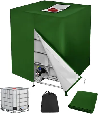 Obrázok produktu pre Ochranný plachtový kryt pre IBC kontajner 1000 l so zipsom – ochrana pred UV žiarením a prachom, rozmer 116 x 100 x 120 cm – vodotesný obal na zber dažďovej vody