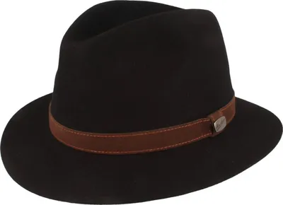 Borsalino feiner Hasenhaarhut Rustico Traveller mit Lederband in schwarz