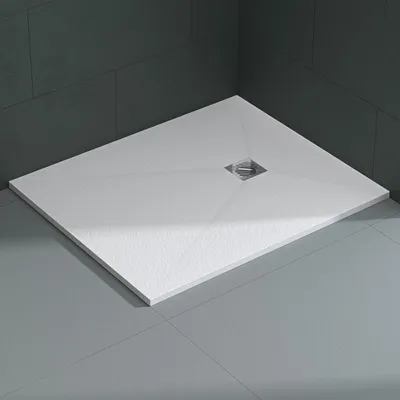 Produktbild von Mai & Mai Duschwanne 100x120x3cm Duschtasse aus Mineralguss Mineralgusswan Weiß Matt Rechteckig DIN-Anschlüsse Geoma09