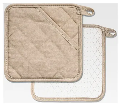 Produktbild von Silikon-Topflappen 2er Set, 18CM, Hitzebeständige Schutzlappen für die Küche, (BEIGE)
