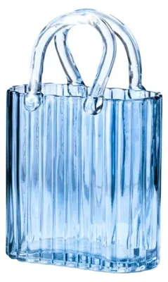 Produktbild von Transparente blaue Handtaschenvase, 18 x 10 x 27 cm