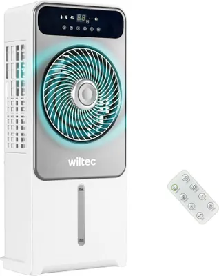 Produktbild von Wiltec Luftkühler 28 W mit Wasserkühlung 5 l Tank, mobiler Air Cooler mit Fernbedienung, tragbares Klimagerät mit 12 Geschwindigkeitsstufen