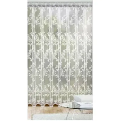 Produktbild von Jacquard Fertigstore Blume weiß von Albani: 245x450cm / Weiß Größe (HxB): 245x450cm Farbe: Weiß