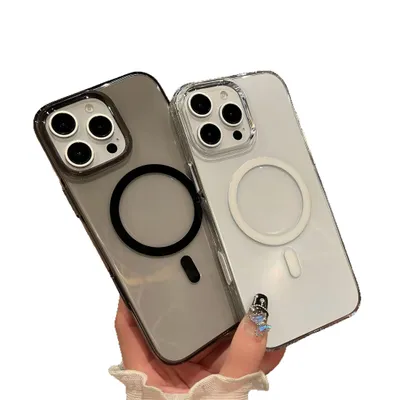 Produktbild von Transparentes MagSafe Handyhülle – Stoßfest und Kratzfest – iPhone 15/14/13/12/11 Serie – Klar mit farbigem Magnetring