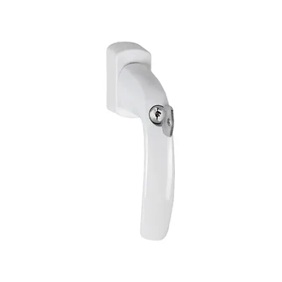 Zdjęcie produktu dla Klamka okienna NY 0810SVS/U10 aluminium F9016/biała 35mm zamykana na klucz HOPPE