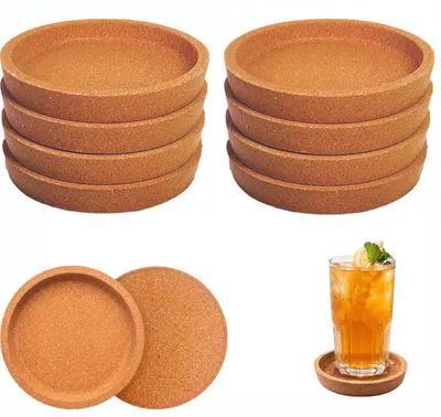 8 runde Korkuntersetzer mit Rand, 10,2 cm, für Tassen und Gläser