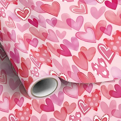 Productafbeelding van Roze Hart Inpakpapier Rol voor Speciale Gelegenheden