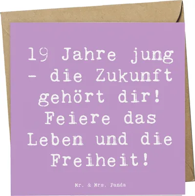 Produktbild von Mr. & Mrs. Panda Glückwunschkarte Spruch 19. Geburtstag - Lavendeltraum - Geschenk, Happy Birthday, doppelkarte, anlasskarte, Glückwunsch, besonderer Anlass, einzigartig
