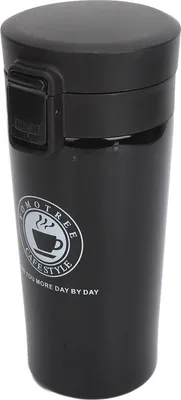 Obrázok produktu pre Izolovaná šálka na kávu Dvojvrstvová prenosná fľaša na kávu z nehrdzavejúcej ocele s izolačným viečkom Snap Flip Lid Black 380 ml