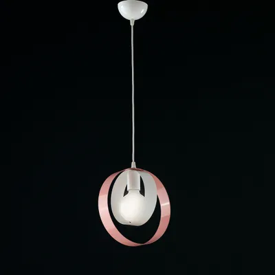 Immagine prodotto di Sospensione Moderna 1 Luce Cerchi Ferro Bianco e Rosa Serie Bolla