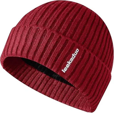 Productafbeelding van Wintermuts voor heren - gebreid met fleecevoering - wollen rolmuts - warme beanie