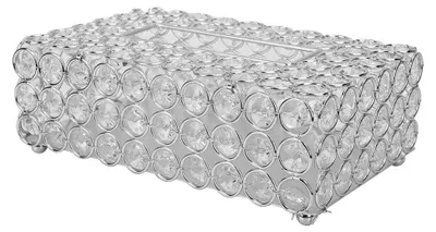 Produktbild von Dekorative Kristall-Taschentuchbox, Rechteckiger Halter für Taschentücher in Silber