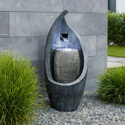 Produktbild von Moderner Gartenbrunnen mit LED Beleuchtung 83 cm Zimmerbrunnen Springbrunnen BK704 Wasserspiel