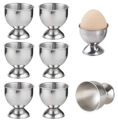 Eierbecher aus Edelstahl, 8 Stück, gold, stapelbar, silber