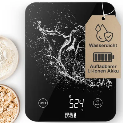 Obrázok produktu pre Digitálna Váha – Kuchynská Váha. Vodotesná – Usb Nabíjateľná – S Káblom Na Nabíjanie. Kapacita Do 10 Kg. Váha Pre Kuchyňu – Elektronická Váha Na Pečenie A Varenie – Kuchynské Príslušenstvo