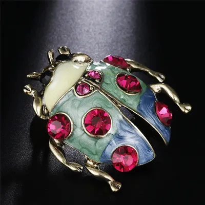 Produktbild von Vintage Strass Tier-Brosche Damen Anstecknadel Pin Schal-Clip Mode Party Schmuck Accessoire - Metallfinish: Vergoldet glänzend