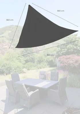 Produktbild von GO-DE Textil, Sonnensegel Dreieck, Einzelset, Farbe: anthrazit, Maße ca.: 360 cm x 360 cm x 360 cm