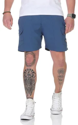 Immagine prodotto di Pantaloni sportivi corti da uomo per il tempo libero Bermuda con tasche; grigio-blu/3XL