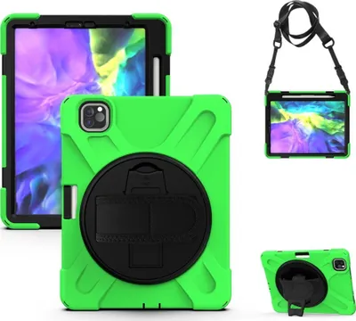 Produktbild von Mobigear SureGrip XGuard iPad Air 4 (2020) Hülle Kunststoff,Silikon Backcover + Stifthalter + Schulterträger + Ständer - Grün