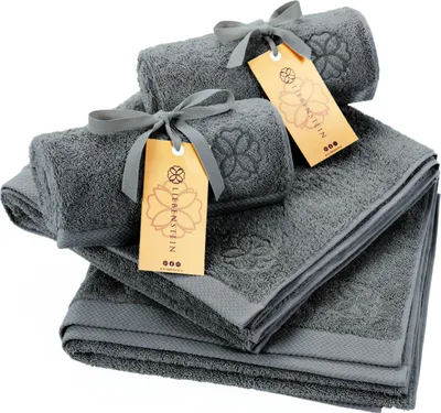 Produktbild von Liebenstein Handtuch Set 2 x Duschtuch 70 x 140 cm & 2 x Handtuch 50 x 100 cm - 550 g/m² Anthrazit
