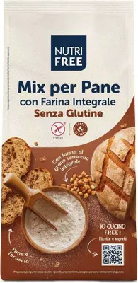 Immagine prodotto di Nutri Free Mix per Pane Integrale Miscela di farina integrale senza glutine per pane e focaccia (1000g), 53847