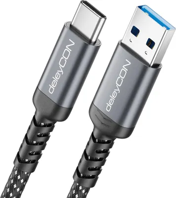 Produktbild von deleyCON 1,5m USB-A auf USB-C Kabel USB 3.0 5Gbps (USB 3.2 Gen1) Ladekabel Datenkabel für Smartphone Tablet Notebook Kamera HDD SSD Externe Festplatte Usw.